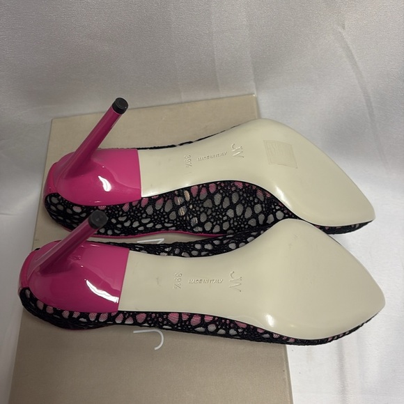 Jason Wu Sigrid Lace Heels Black & Magenta Size 39.5 New in Box - Picture 5 of 6